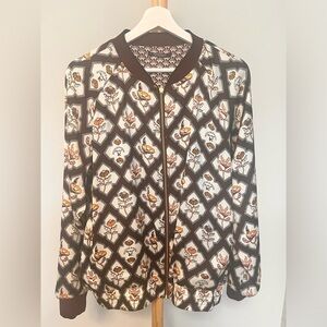 Scotch Soda Burgundy Floral Patterned Reversible Women's Bomber Jacket NWOT XL